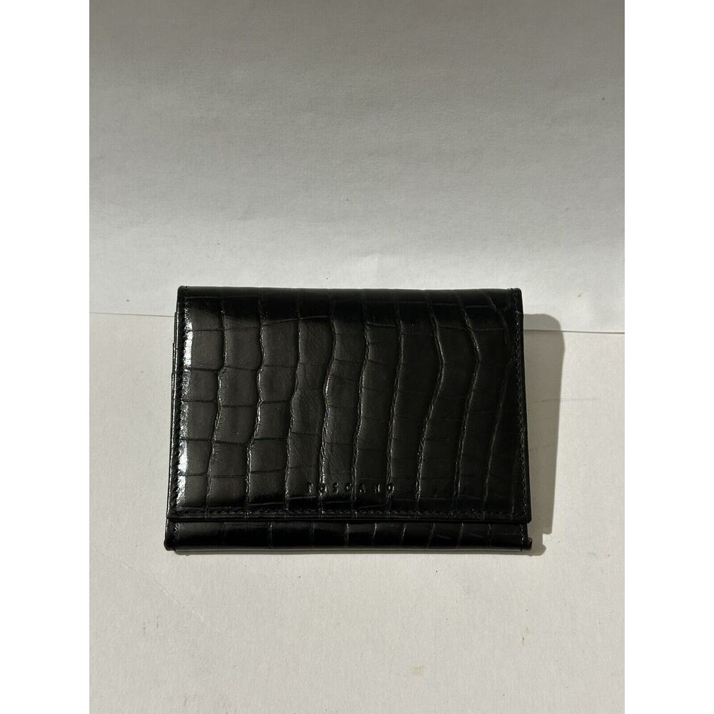 T Toscano Italy Black Croc Effect Handmade Leather Wallet Card Holder‎ Gorgeous